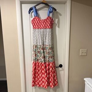 Free People Tiered Patchwork Ribbon Straps Maxi Dress
